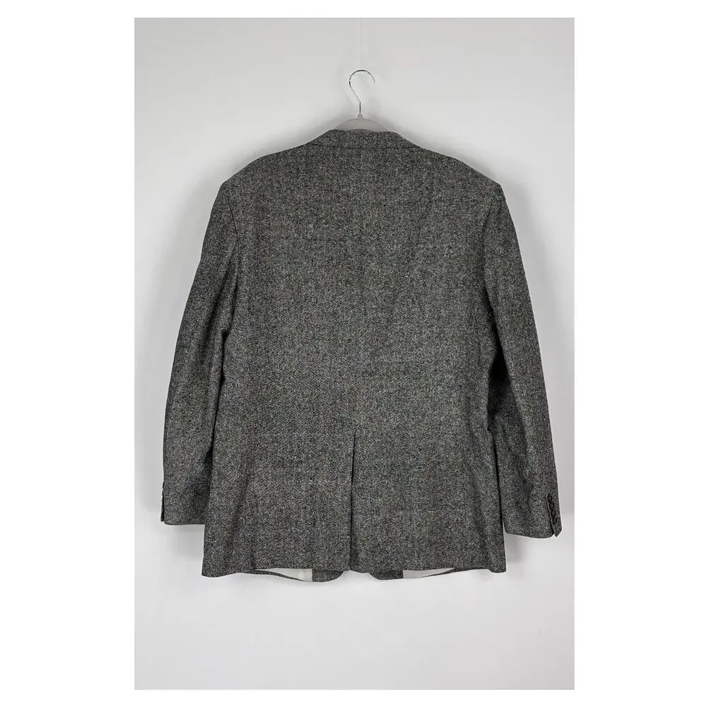 Farah Clothing Tweed Silk Two Button Blazer Jacket Mens Size 44L Black White